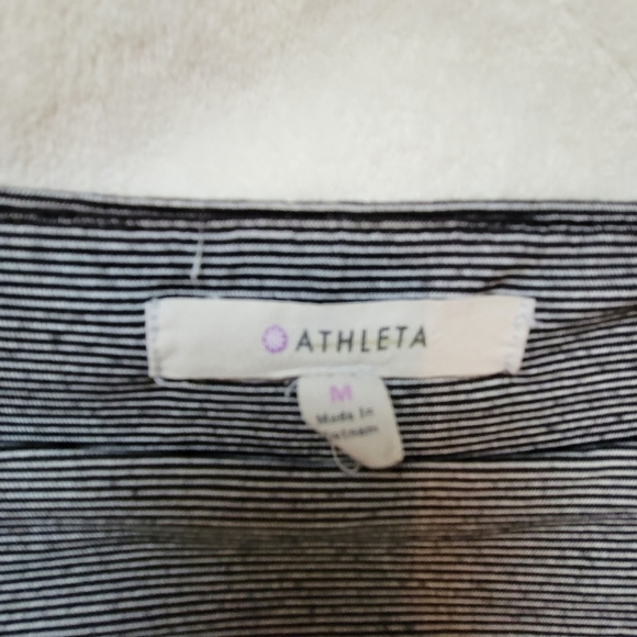 Athleta Westwood Dress Micro Stripe Gray Sleeveless Ruched Size M - Picture 7 of 14